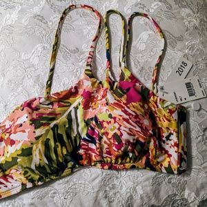 Pink and yellow swim top